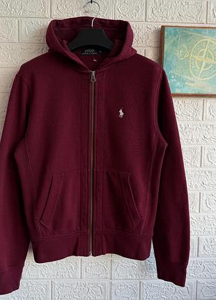 Зіп худі polo ralph lauren бордовий рs на металевій молнії zip на флісі тепла нові колекції оригінал