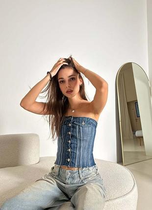Джинсовый корсет топ zara xl