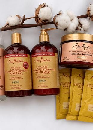 Набір sheamoisture, manuka honey & mafura oil маска, шампунь, кондиціонер