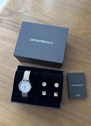 Годинник оригінал emporio armani + сережки