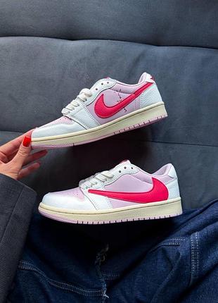 Кросівки жіночі nike travis scott x air jordan 1 low «tropical pink»