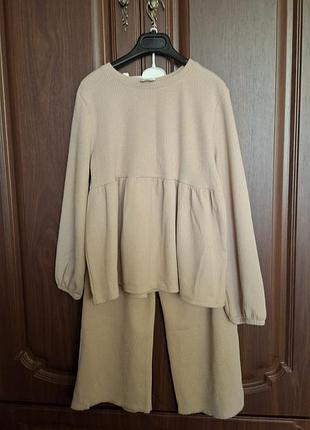 Повсякденний костюм для дівчинки zara бежевий, розмір 128