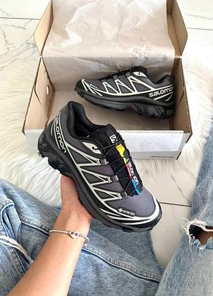 Кросівки salomon xt-6 grey soft ground black gore tex