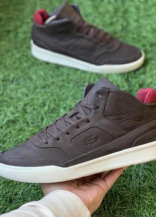 Мужские кожаные ботинки lacoste explorateur mid