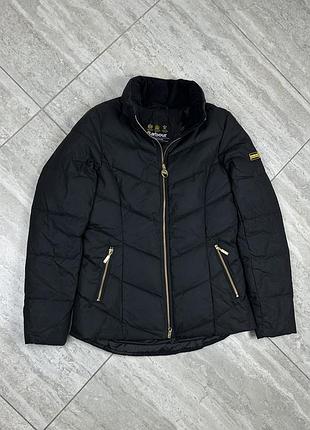 Barbour international caldwell wax black quilted puffer jacket full zip pockets куртка пуховик вакрваний вакс