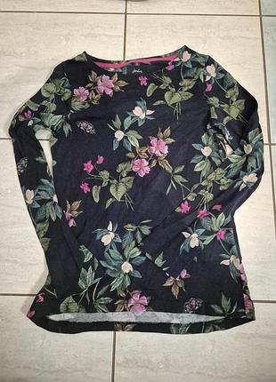 Женский хлопковый лонгслив joules harbour top в цветочный принт, 100% плотный хлопок