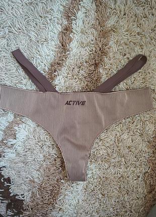 Женские спортивные трусы стринги бразилианы в рубчик active