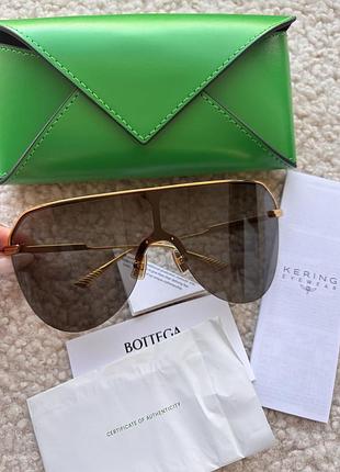 Сонцезахисні окуляри bottega veneta маска коричневі з золотою фурнітурою
