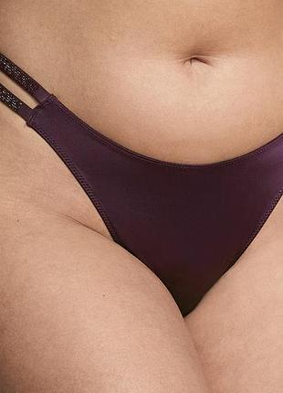 Трусики жіночі victoria's secret стрінги double shine strap winter wine бордові