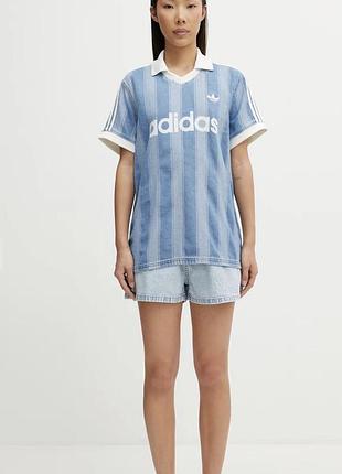 Футболка жіноча adidas у смужку блакитна