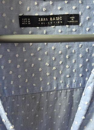 Сорочка жіноча zara basic блакитна у горох