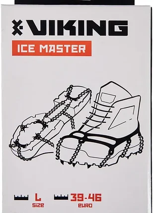 Льодоступи (ланцюгові кішки для взуття) viking ice master із захисними ремінцями та чохлом для транспортування, трекінгові для хайку, зимовий похід