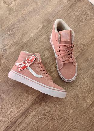 Теплые высокие кроссовки vans на меху женские дивные 36 р 22.5 см