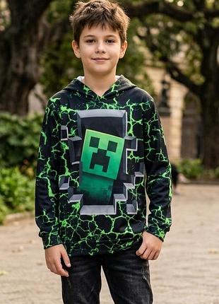 Худи кенгуру на мальчика с принтом майнкрафт minecraft / creeper
