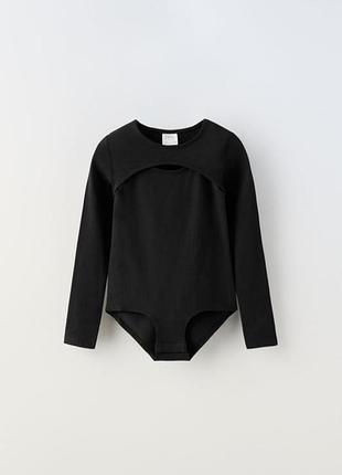 Боді для дівчинки zara чорне з довгими рукавами, на 11-12 років
