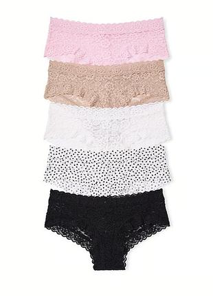 Набор кружевных трусиков чики 5 шт (l) victorias secret 🎀