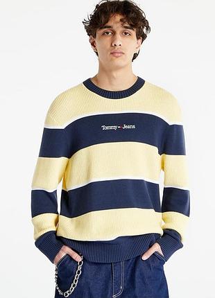 Бомбовий в'язаний джемпер синьо-жовтого кольору tommy weans made in vietnam