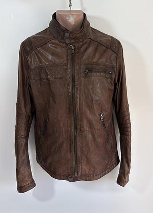 Шкіряна куртка marc o'polo campus (розмір l, маломірить) — vintage distressed style