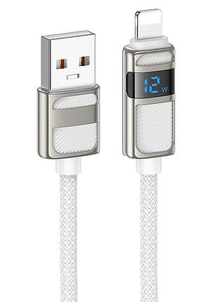 Дата кабель hoco u137 line with display usb to lightning 2.4a/12w (1.2m)