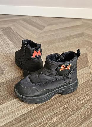 Дитячі черевики-дутики zara baby disney, мінні маус, р.21