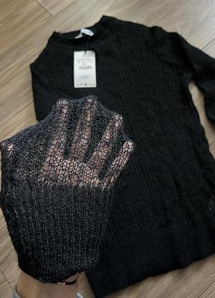Светр жіночий zara чорний ажурний