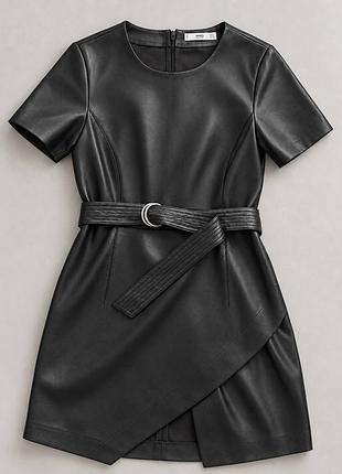 Шкіряна чорна сукня mango 🖤