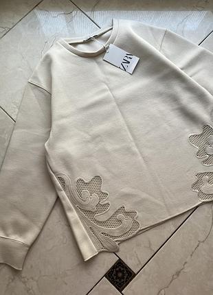 Світшот жіночий zara молочний на флісі розмір l