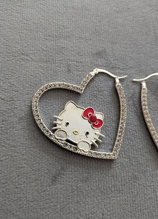 Сережки зі стразами hello kitty нові 3