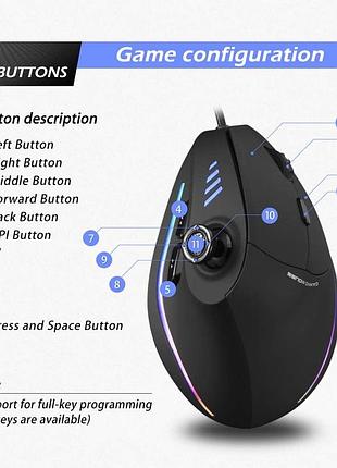 Вертикальна дротова ігрова миша docooler zelotes c-18 pmw-3325, регульована, 10000dpi, rgb-підсвічування 4