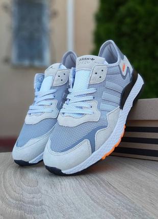 Відмінні чоловічі кросівки adidas nite jogger світло-сірі2 фото