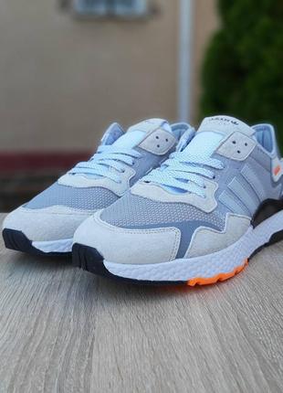 Відмінні чоловічі кросівки adidas nite jogger світло-сірі4 фото