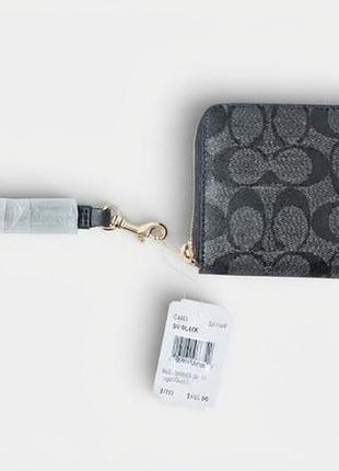 Портмоне coach long zip around wallet in signature canvas чорне