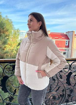 До - 10 🍂❄ теплая демисезонная осенняя куртка с высоким теплым воротом утеплена силиконом тедди баранец