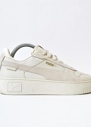 Брендові оригінальні бежеві шкіряні кросівки на платформі puma 25 см