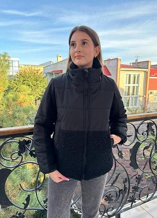 До - 10 🍂❄ теплая демисезонная осенняя куртка с высоким теплым воротом утеплена силиконом тедди баранец