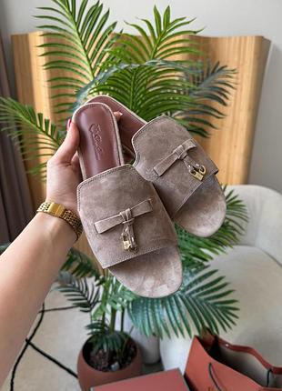 Loro piana summer charms sandal suede sandstone
