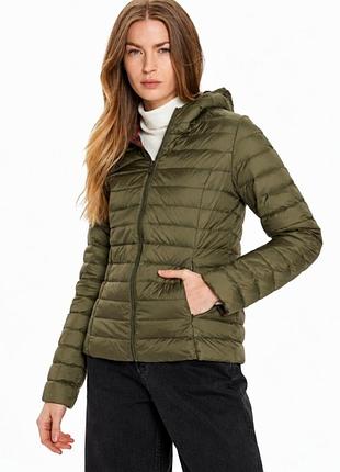 Куртка ультралегкая стеганая хаки с капюшоном dunnes stores s м 36/38