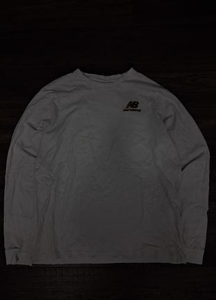 Брендовий білий лонгслів new balance / чоловіча кофта нью беленс оригінал