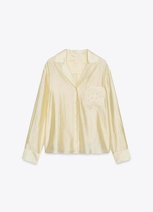 Світло-жовта сорочка zara з вишивкою