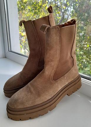 Челси женские замшевые высокие бежевые zara 39 р