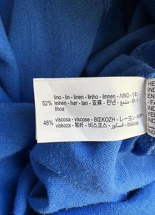 Льняная синяя рубашка zara 5
