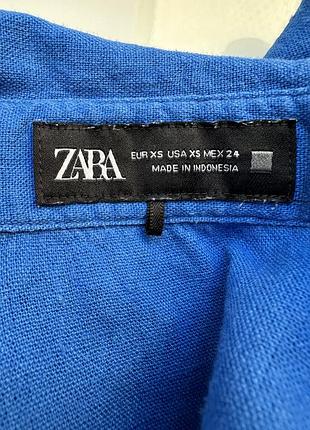 Льняная синяя рубашка zara 4