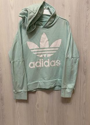 Оригінальне худі adidas originals з капюшоном м'ятного кольору