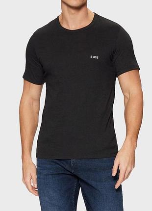 Чоловіча чорна базова футболка hugo boss оригінал хуго босс