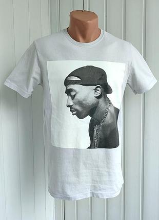 Футболка topman з принтом 2pac. бавовна. розмір xs.