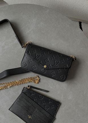 Клатч félicie pochette bag monogram empreinte leather black