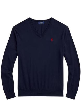 Темно-синий мужской джемпер свитер реглан polo ralph lauren размер m