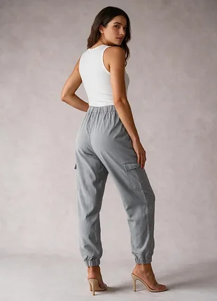 Джинсы женские серые карго джоггеры 🧵 100% бавовна 🏷️ h&m divided 👖 высокая посадка на резинке m-l брюки брюки