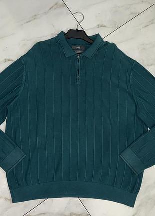 Мужской коттоновый свитер m&s 3xl (54-56-58) изумруд