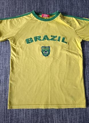 Футболка чоловіча жовта з принтом brazil